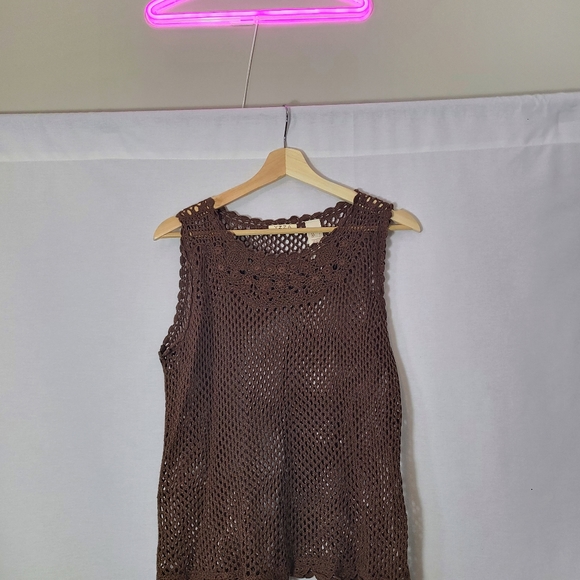 Vintage brown crochet top- Large - Picture 4 of 4